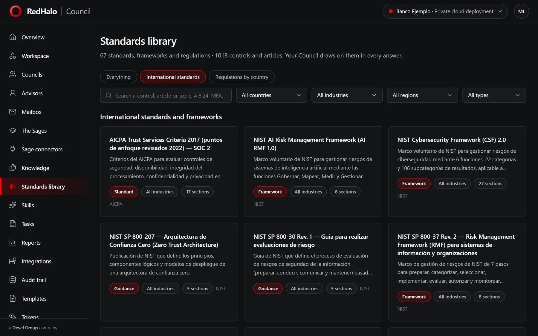The standards library in RedHalo Council
